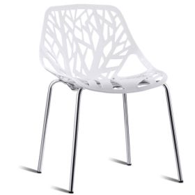 Set of 6 Accent Armless Modern Dining Chairs with Plastic Feet Pads