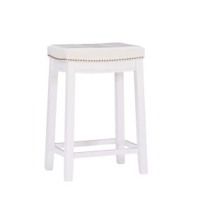 Claridge 26" Backless Indoor Counter Stool, White Finish with White Faux Leather, Includes 1 Stool