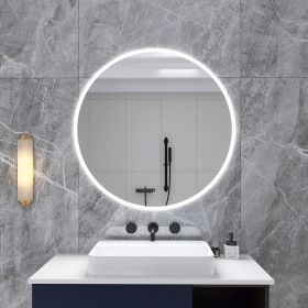 24 in. Round Wall-Mounted Dimmable LED Bathroom Vanity Mirror with Defogger and Bluetooth Music Speaker