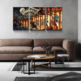 3 panels Framed Canvas Japanese Wall Art Decor,3 Pieces Ukiyo-e Style Painting Decoration Painting for Chrismas Gift, Office,Dining room,Living room,