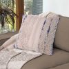 18 x 18 Handcrafted Shaggy Cotton Accent Throw Pillows, Woven Yarn, Set of 2, Beige, Blue