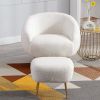 Orisfur. Modern Comfy Leisure Accent Chair, Teddy Short Plush Particle Velvet Armchair with Ottoman for Living Room