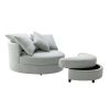 Orisfur. 360¬∞ Swivel Accent Barrel Chair with Storage Ottoman & 4 Pillows, Modern Linen Leisure Chair Round Accent for Living Room