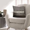 18 x 18 Jacquard Square Cotton Sham Accent Throw Pillow with Boho Diamond Pattern, Set of 2, Black, White