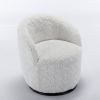 A&A Furniture,Artificial Rabbit Hair Fabric Swivel Accent Armchair Barrel Chair With Black Powder Coating Metal Ring,360¬∞ swivel feature make this mo