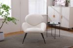 Modern Sherpa Chairs Accent Armchairs for Living Dining Room, Upholstered Chairs with Black Metal Legs, Comfy and Soft Chairs for Bedroom, Cute Vanity