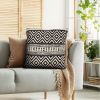 18 x 18 Jacquard Square Cotton Sham Accent Throw Pillow with Boho Diamond Pattern, Set of 2, Black, White