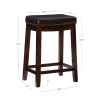 Claridge 32" Backless Indoor Bar Stool, Dark Brown with Red Faux Leather, Includes 1 Stool