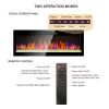 36 inch recessed ultra thin tempered glass front wall mounted electric fireplace with remote and multi color flame & emberbed, LED light heater