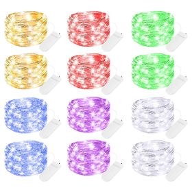 16 Pack Led Fairy Lights Battery Operated String Lights Waterproof Silver Wire 7 Feet 20 Led Firefly Starry Moon Lights For DIY Wedding Party Bedroom (Color: 12Pack-Multicolor)